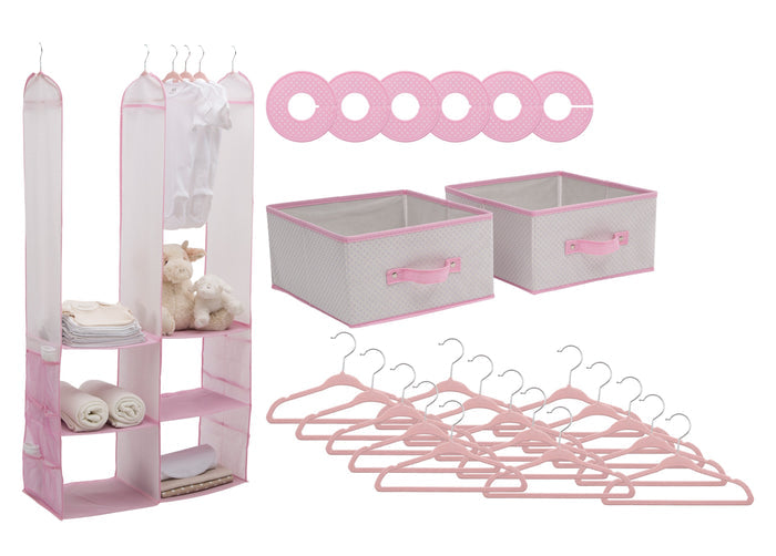 Delta Children Infinity Pink (693) 48-Piece Nursery Storage Set (SS2056), Silo, f2f