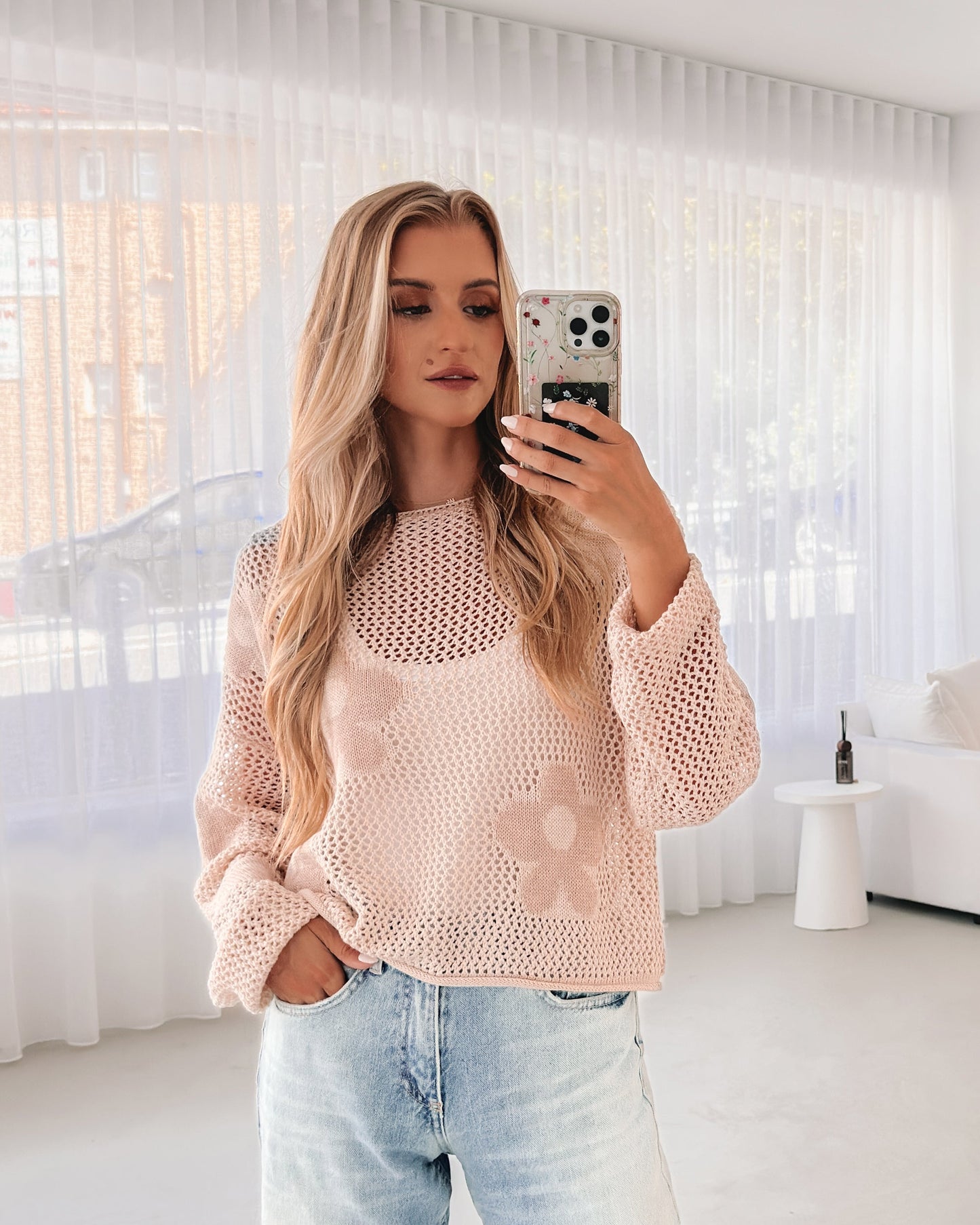 Pacino Knit Top Oat | Women's Crochet Knit Top