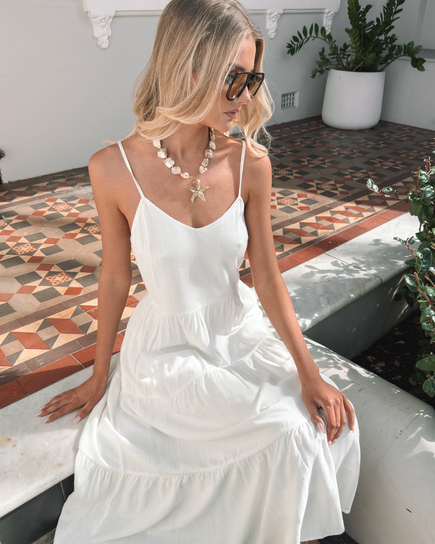 Sonya Dress - White | Women's Linen Midi Dress
