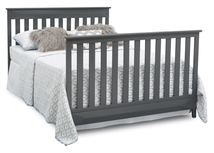 Delta Children Charcoal Grey (029) Cameron 4-in-1 Convertible Baby Crib Full Bed Angled View a7a