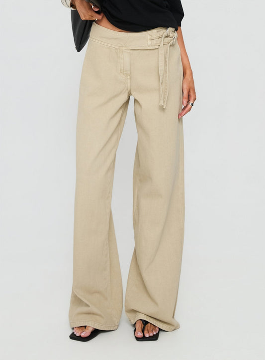 Boxie Mid Rise Wide Leg Jeans Washed Green