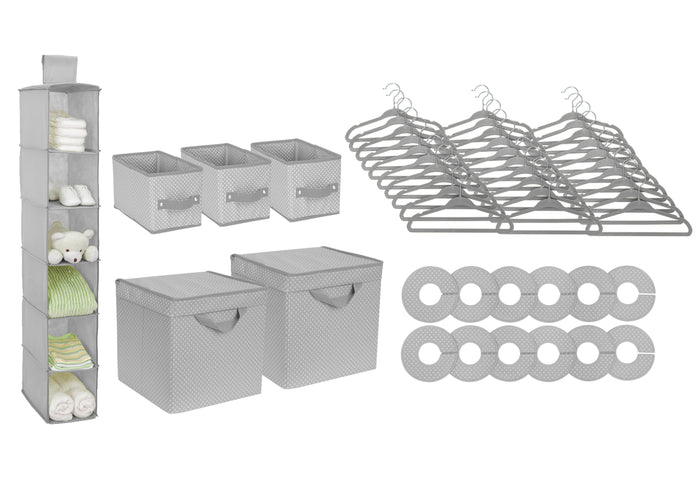 Delta Children Dove Grey (058) 48 Piece Nursery Storage Set, Silo a2a
