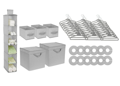 Delta Children Dove Grey (058) 48 Piece Nursery Storage Set, Silo a2a