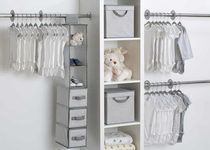 Delta Children Cool Grey (063) 48 Piece Nursery Storage Set, Side View b1b