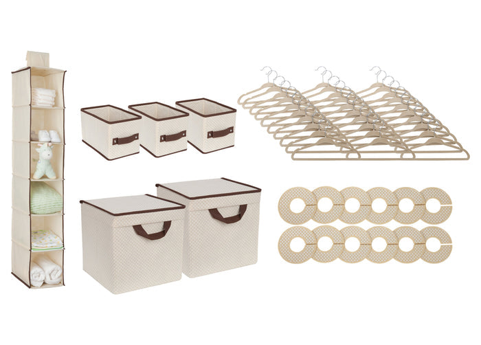 Delta Children Beige (250) 48 Piece Nursery Storage Set, Silo c2c