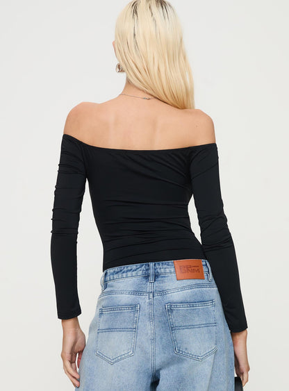 Bleue Long Sleeve Bodysuit Black