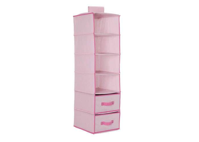 Delta Children Barely Pink (689) 6 Shelf Storage with 2 Drawers, Drawer Option e1e