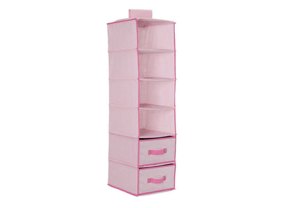 Delta Children Barely Pink (689) 6 Shelf Storage with 2 Drawers, Drawer Option e1e