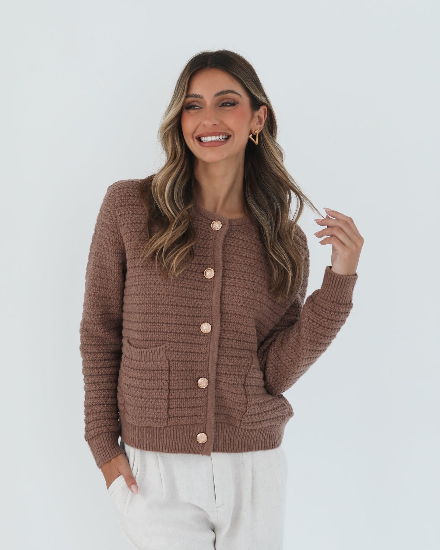 Anora Mocha Cardigan | Women's Knit Cardigan