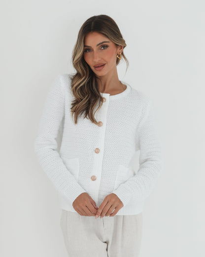 Anora White Cardigan | Women's Knit Cardigan