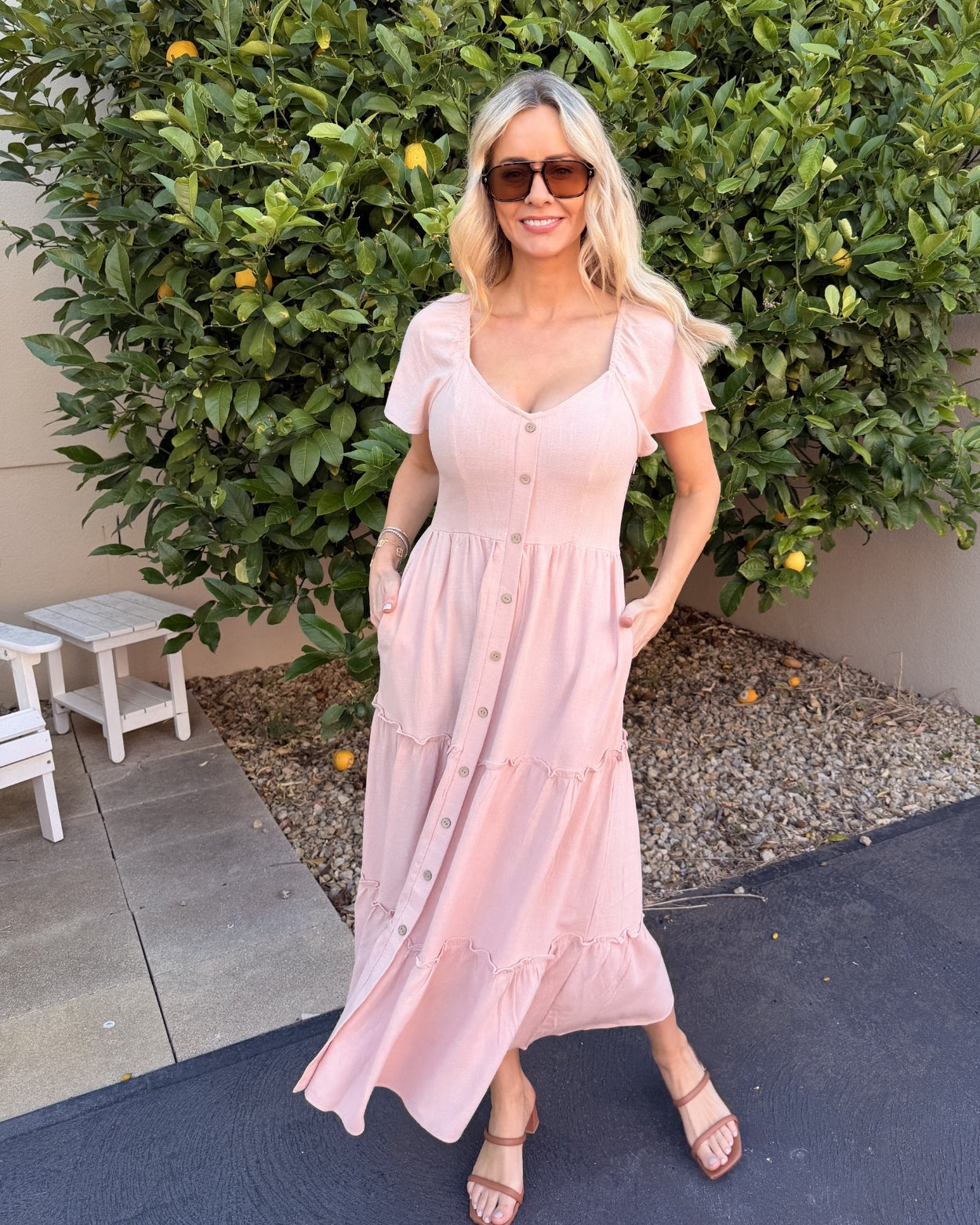Celie Dress - Pink | Women's Linen Midi Dress