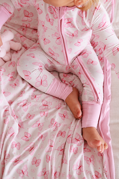 Double Sided Bamboo Blanket | Blooming Butterflies