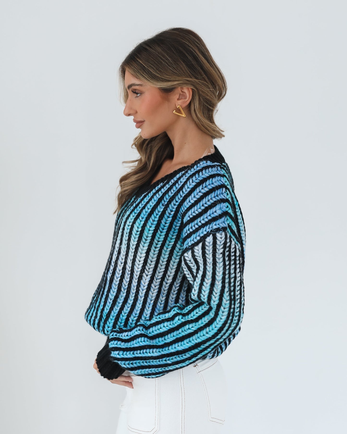 Daleena Blue Multi Knit | Women's Knit Jumper
