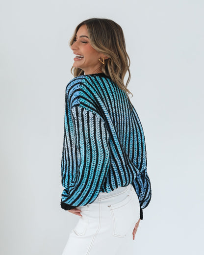 Daleena Blue Multi Knit | Women's Knit Jumper