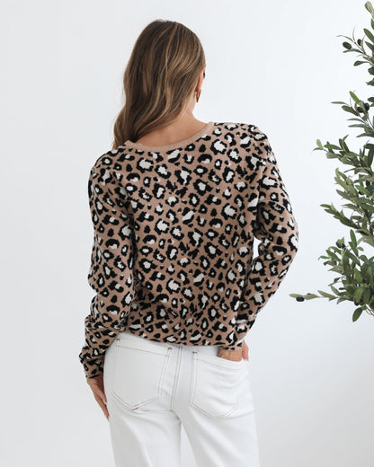 Davia Camel Print Cardigan | Women's Knit Cardigan