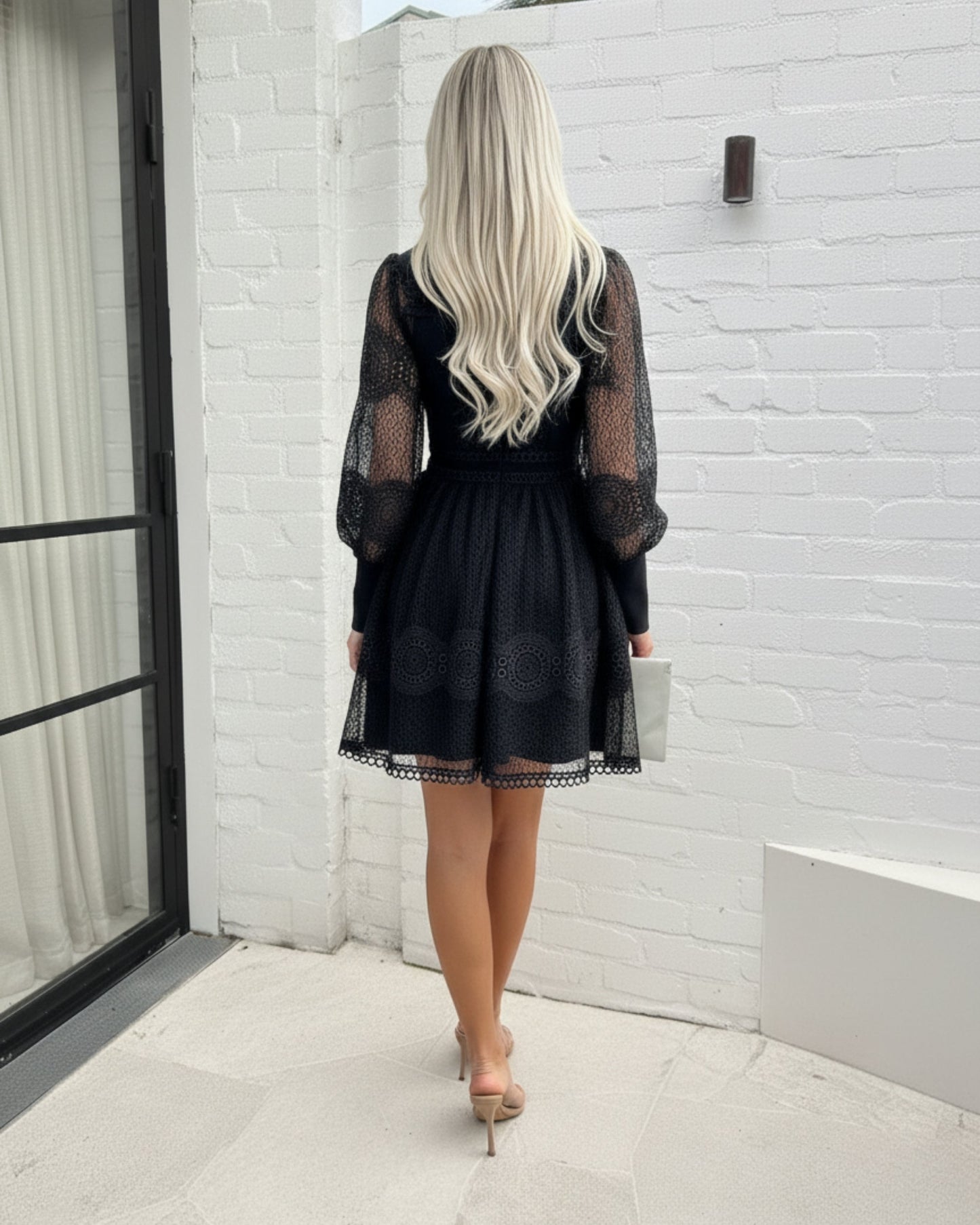 Eryndis Dress Black | Women's Lace Mini Dress