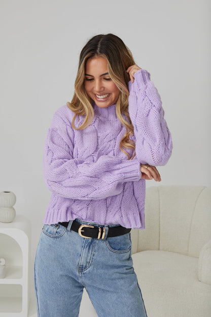 Hadi Knit - Lilac | Women's Relaxed Fit Knit Jumper