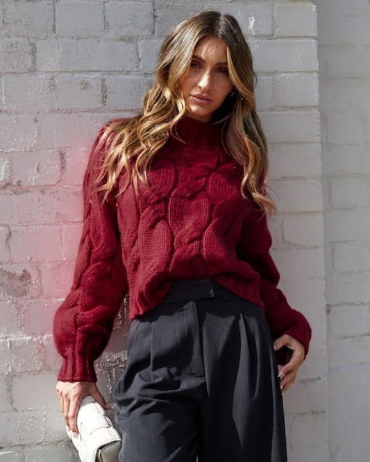 Hadi Knit - Wine | Women's Relaxed Fit Knit Jumper