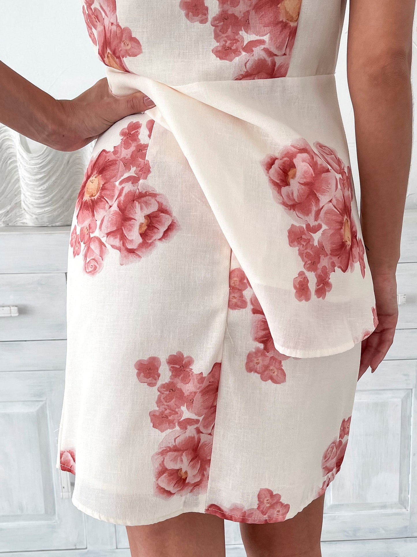 Harleigh Cream Floral Skirt | Women's High Waisted A-Line Mini Skirt