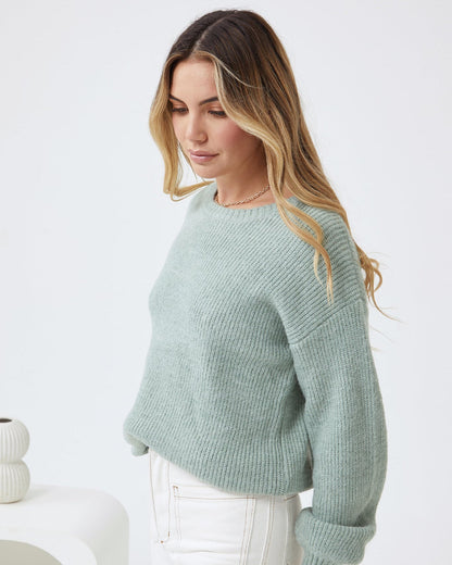 Harvie Knit - Sage | Women's Wool Blend Jumper