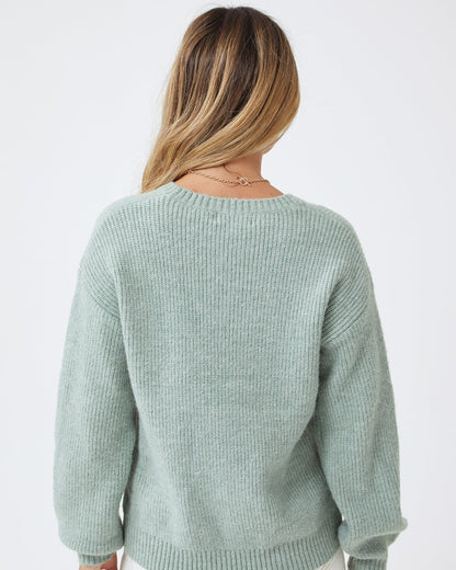Harvie Knit - Sage | Women's Wool Blend Jumper
