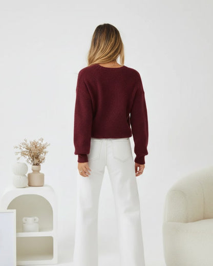 Harvie Knit - Wine | Women's Wool Blend Jumper