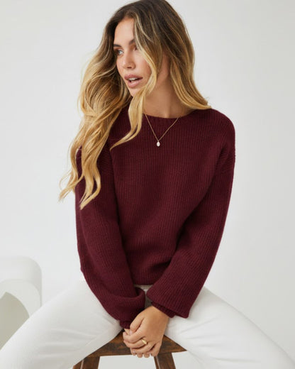 Harvie Knit - Wine | Women's Wool Blend Jumper