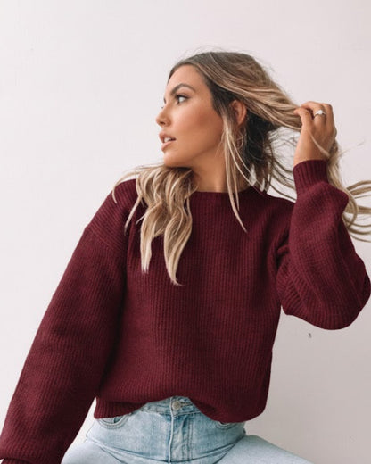 Harvie Knit - Wine | Women's Wool Blend Jumper