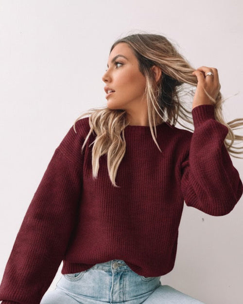 Harvie Knit - Wine | Women's Wool Blend Jumper