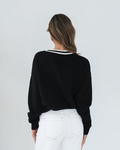 Kanoe Knit Black Print | Women's Printed Wool Blend Jumper