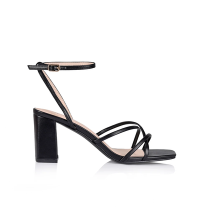 Nakita Black Heels | Women's Block Heel Sandals