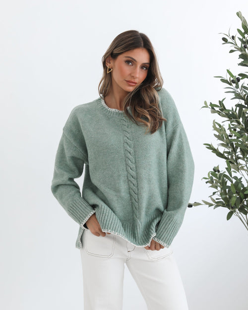 Nasheia Knit - Sage | Women's Wool Blend Knit Jumper
