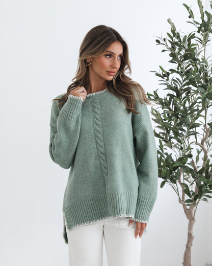Nasheia Knit - Sage | Women's Wool Blend Knit Jumper