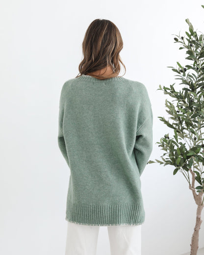 Nasheia Knit - Sage | Women's Wool Blend Knit Jumper