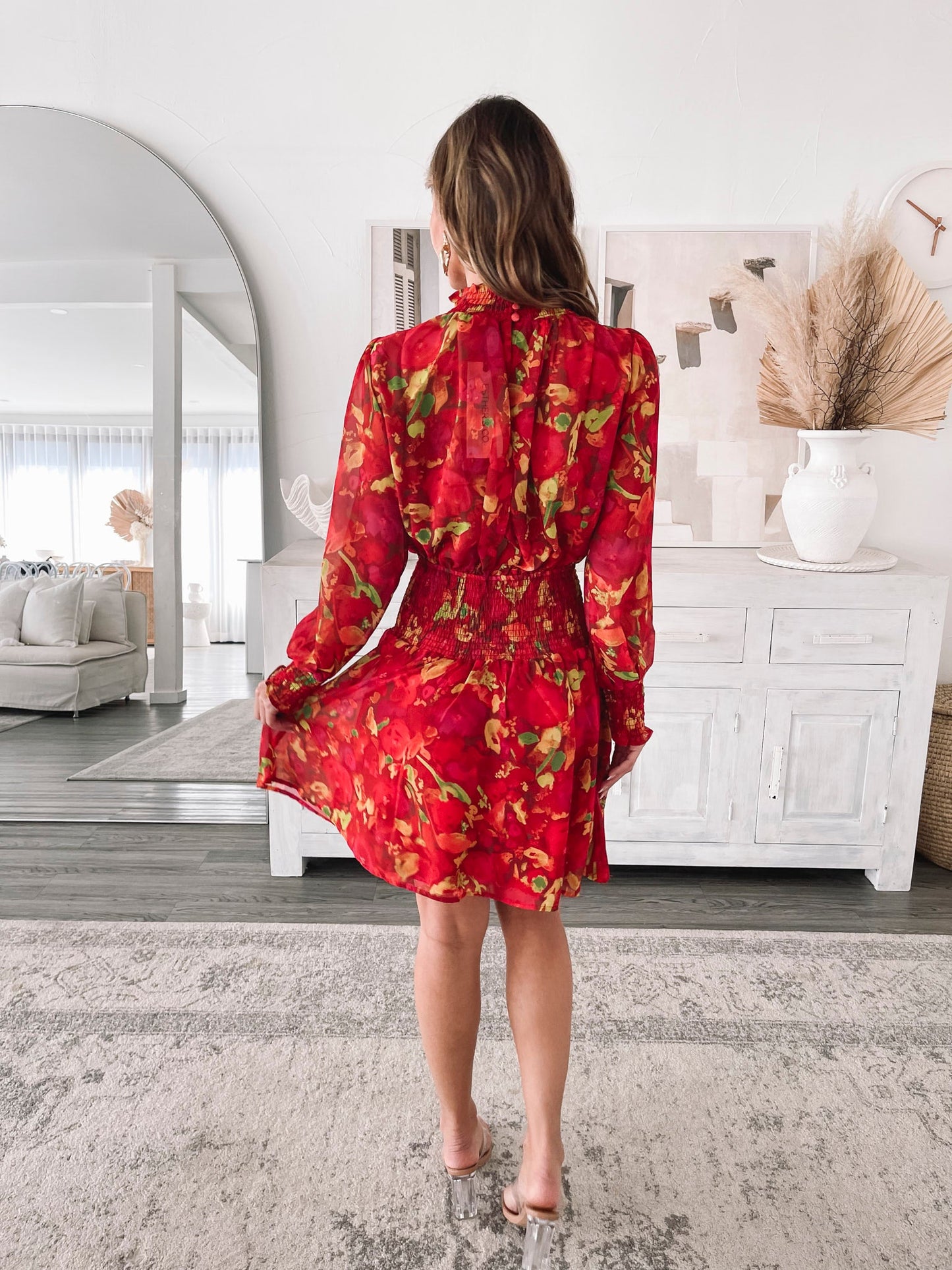Neary Red Watercolour Dress | Women's Printed Mini Dress