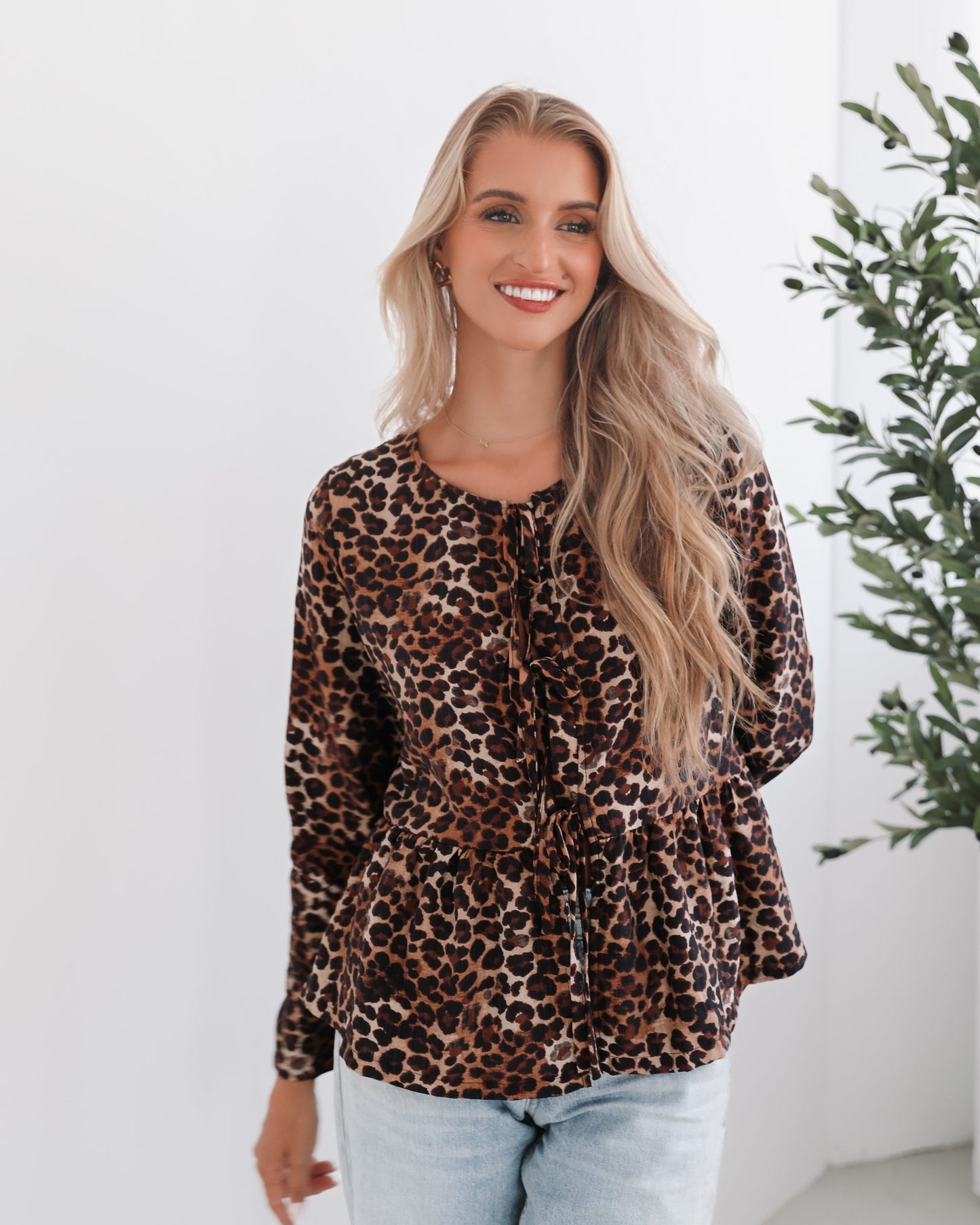 Saveria Top Brown Print | Women's Relaxed Printed Blouse