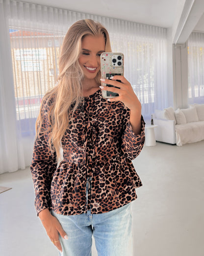 Saveria Top Brown Print | Women's Relaxed Printed Blouse