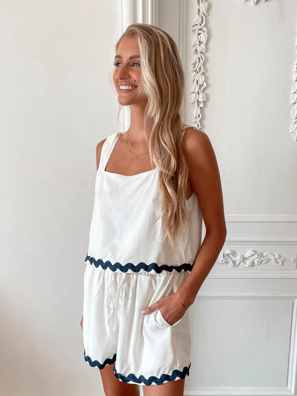 Solara White Multi Set | Women's Two Piece Set