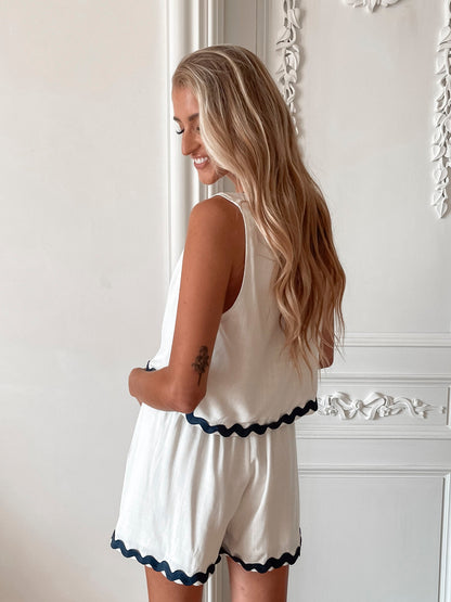 Solara White Multi Set | Women's Two Piece Set