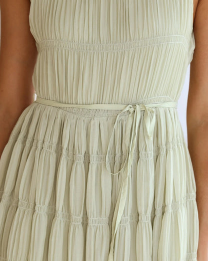 Sygrid Sage Dress | Women's High Neck Maxi Dress