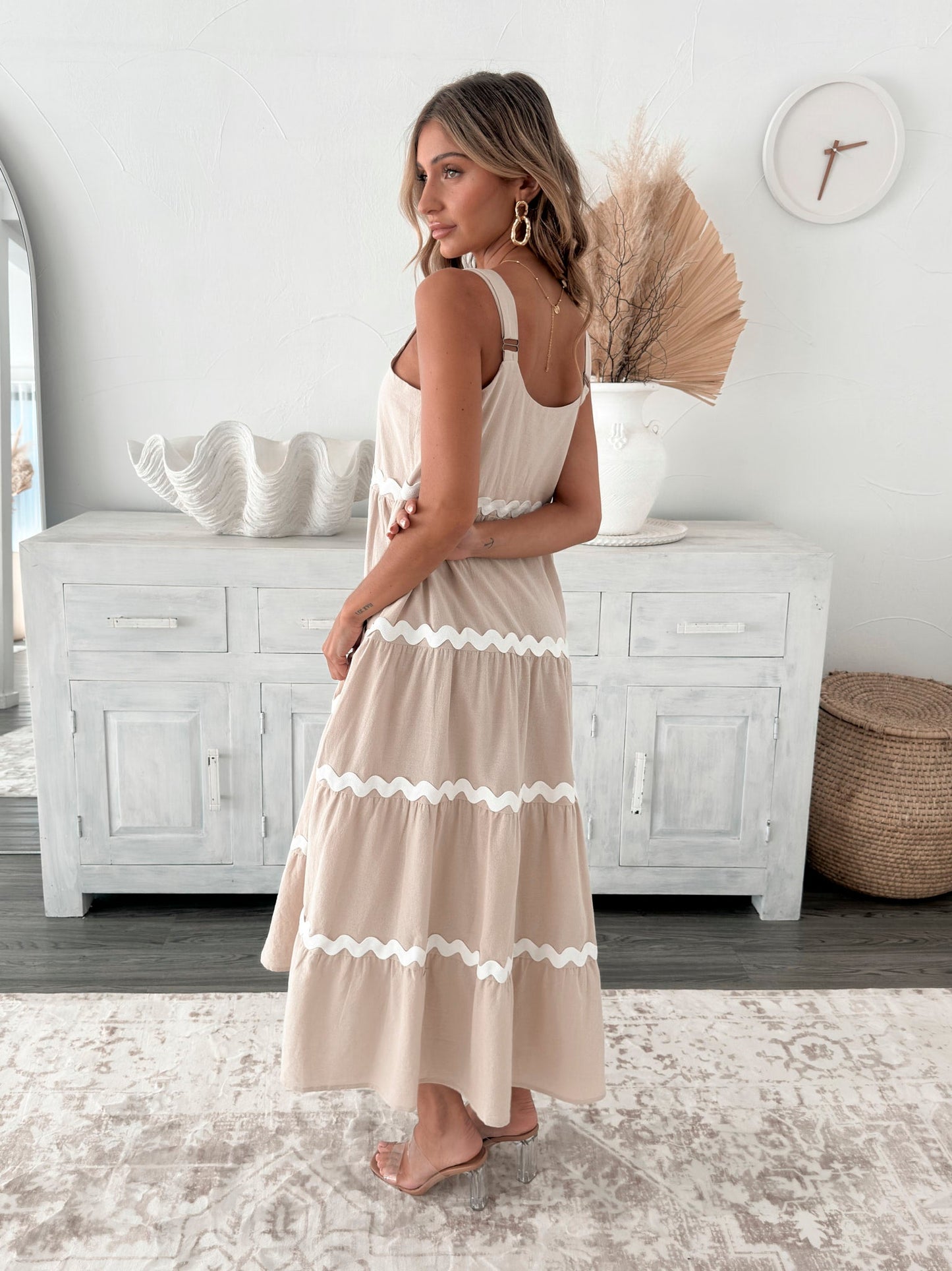 Taline Beige Multi Dress | Women's Cotton Maxi Dress