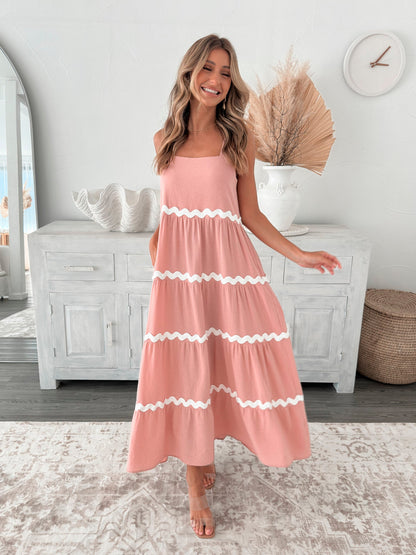 Taline Pink Multi Dress | Women's Cotton Maxi Dress