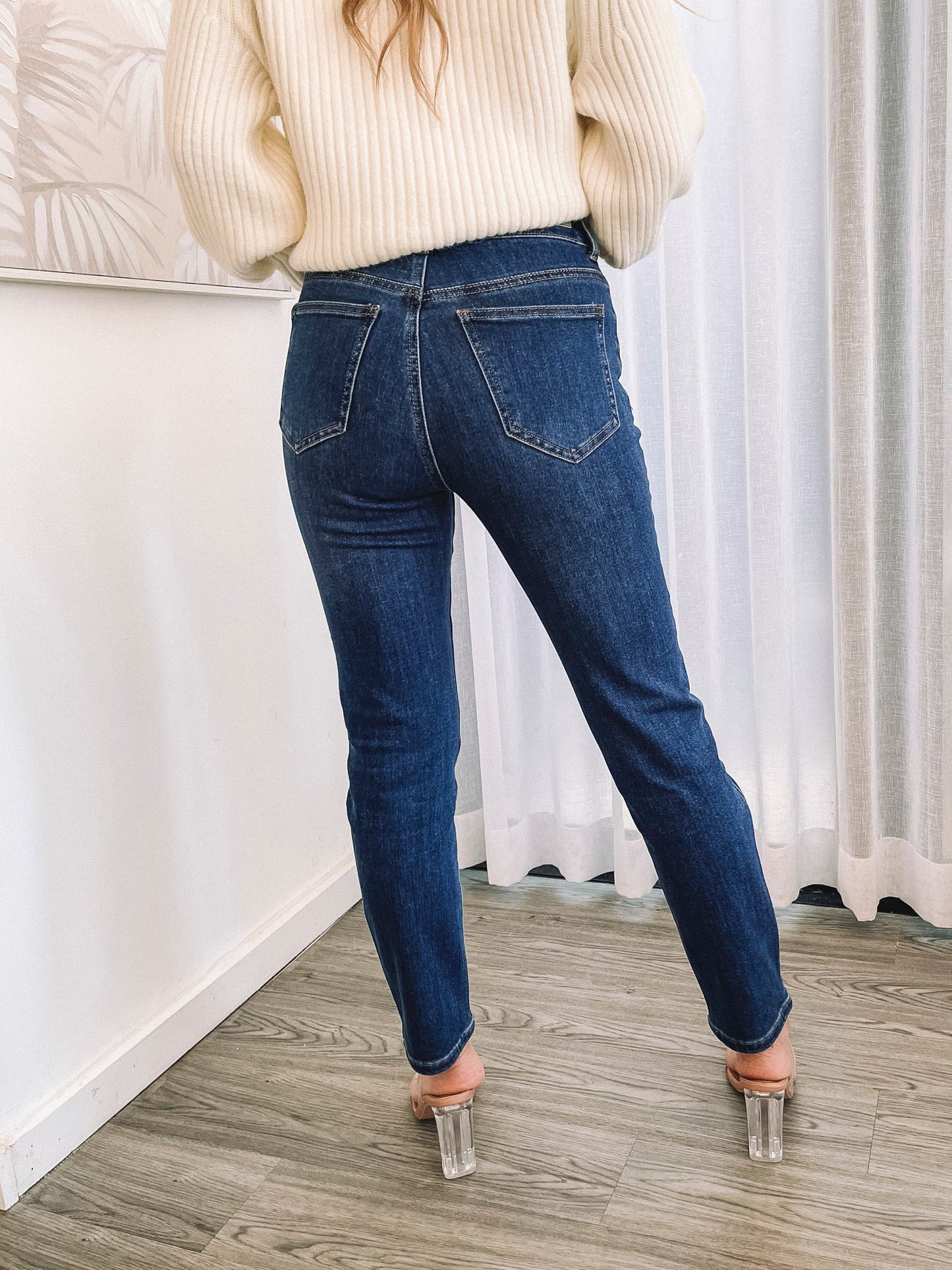 Thalira Dark Blue Jeans | Women's High Waisted Skinny Jeans