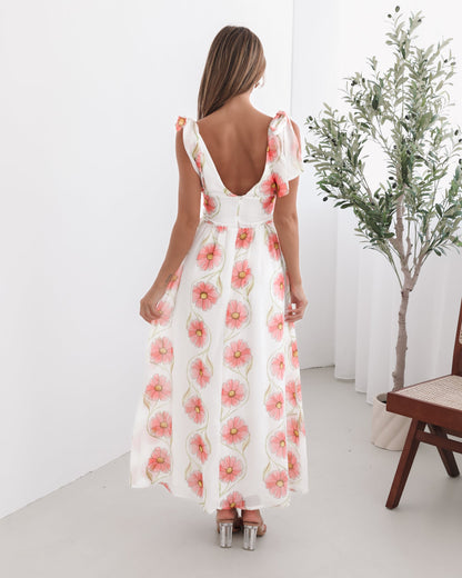 Vivia White Floral Dress | Women's Floral Maxi Dress