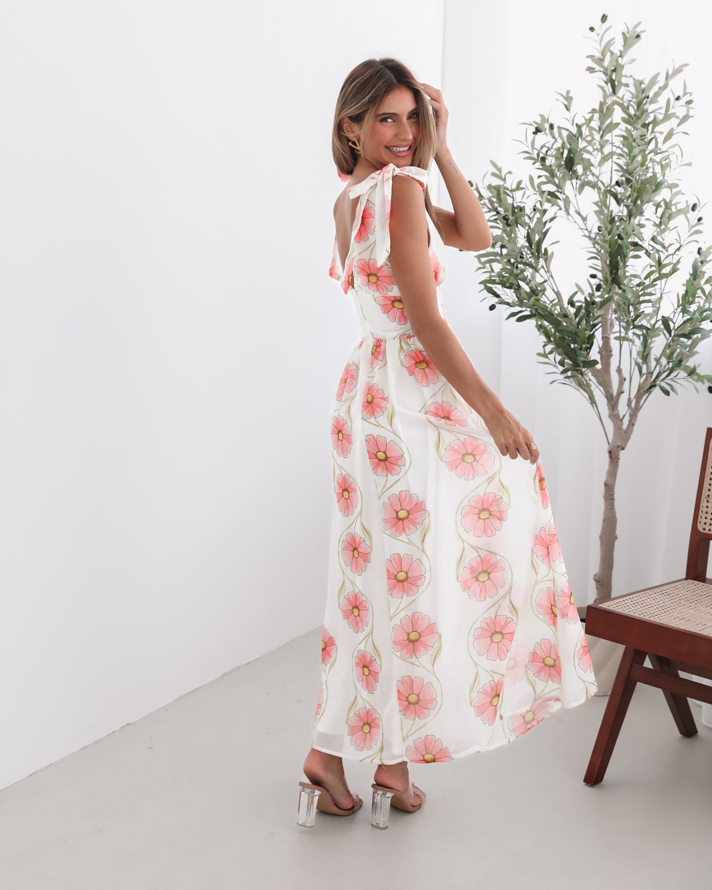 Vivia White Floral Dress | Women's Floral Maxi Dress