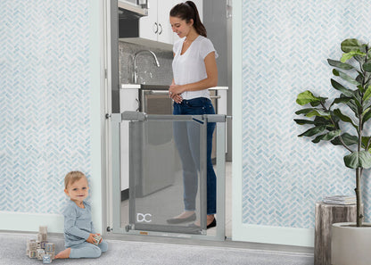 Adjustable Baby Safety Gate - Easy Fit Pressure Mount Design with Walk-Through Door Cool Grey (1216)