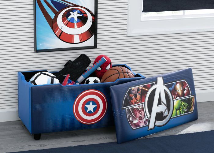 Delta Children Avengers Upholstered Storage Bench for Kids, Room View