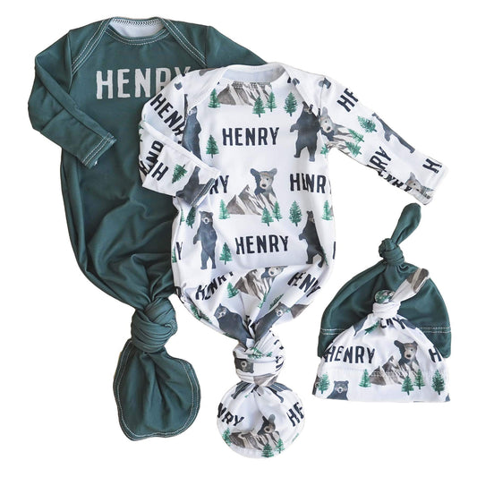 Brody's Personalized Newborn Baby Knot Gown