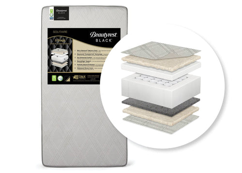 Beautyrest Black Solitaire 2-Stage Crib and Toddler Mattress, Cutout View