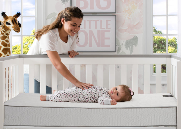 Beautyrest Black Solitaire 2-Stage Crib and Toddler Mattress, Lifestyle View